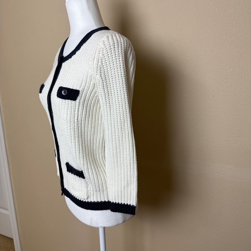 Old Navy Women's White and Navy Cardigan- Small - Picture 7 of 9